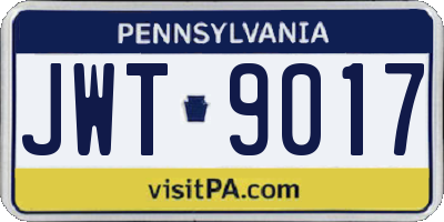 PA license plate JWT9017