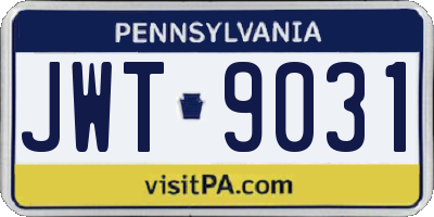 PA license plate JWT9031