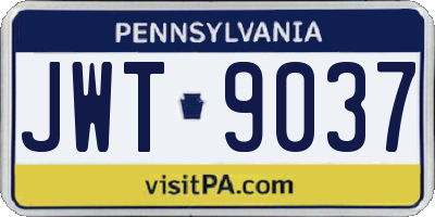 PA license plate JWT9037