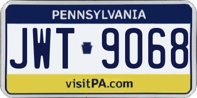 PA license plate JWT9068