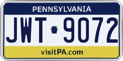 PA license plate JWT9072