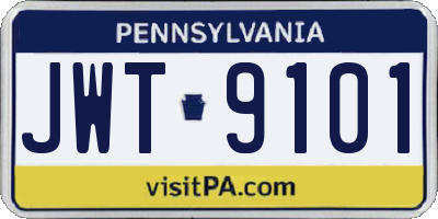PA license plate JWT9101