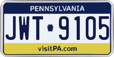 PA license plate JWT9105