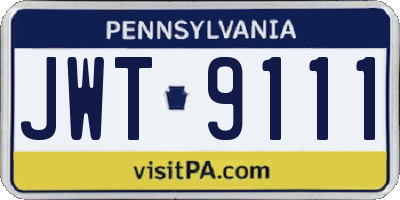 PA license plate JWT9111
