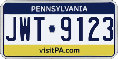 PA license plate JWT9123