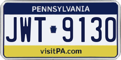 PA license plate JWT9130
