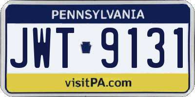 PA license plate JWT9131