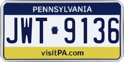 PA license plate JWT9136