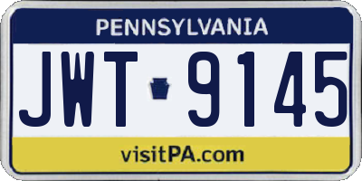 PA license plate JWT9145