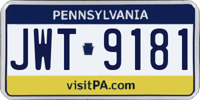 PA license plate JWT9181