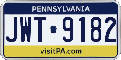 PA license plate JWT9182
