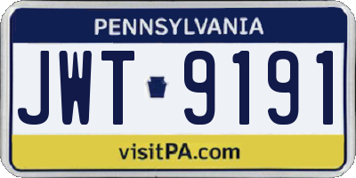 PA license plate JWT9191