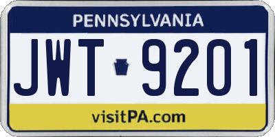 PA license plate JWT9201