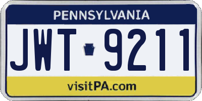 PA license plate JWT9211