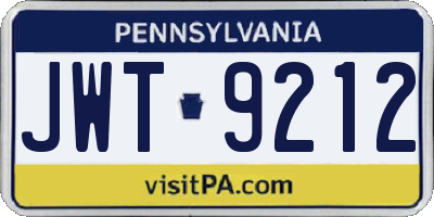PA license plate JWT9212