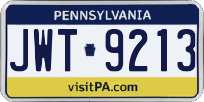 PA license plate JWT9213