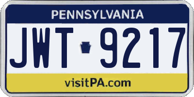 PA license plate JWT9217