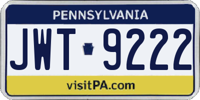 PA license plate JWT9222