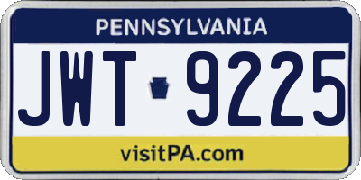 PA license plate JWT9225