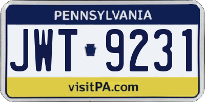 PA license plate JWT9231