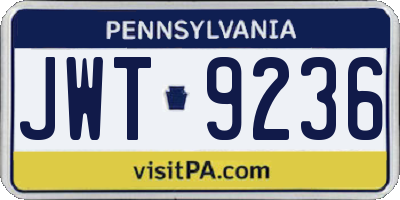PA license plate JWT9236