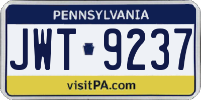 PA license plate JWT9237