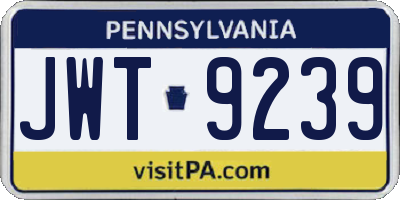 PA license plate JWT9239