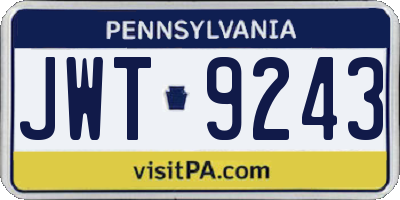 PA license plate JWT9243