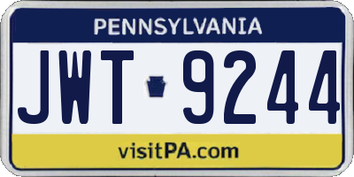 PA license plate JWT9244
