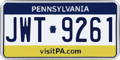 PA license plate JWT9261