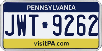 PA license plate JWT9262