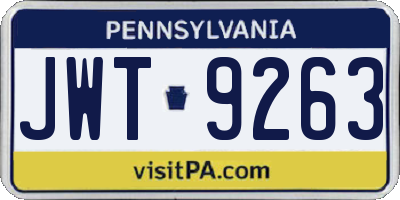 PA license plate JWT9263