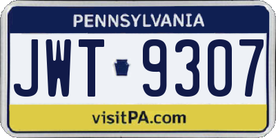 PA license plate JWT9307