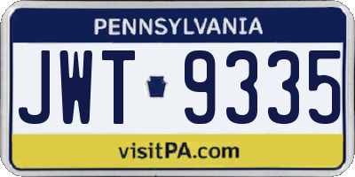 PA license plate JWT9335