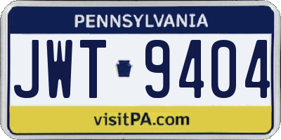 PA license plate JWT9404