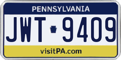PA license plate JWT9409