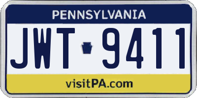 PA license plate JWT9411