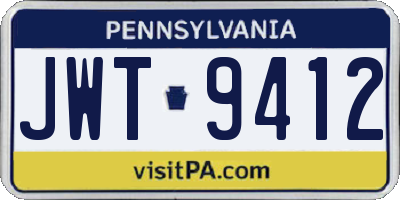 PA license plate JWT9412