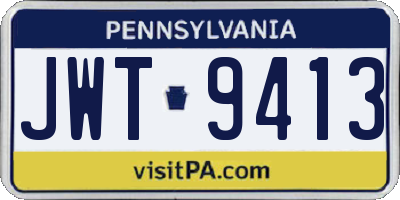 PA license plate JWT9413