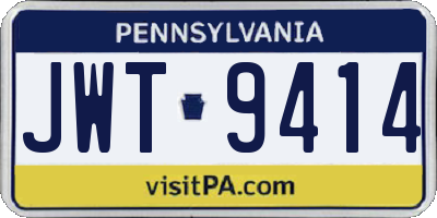 PA license plate JWT9414