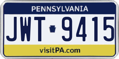 PA license plate JWT9415