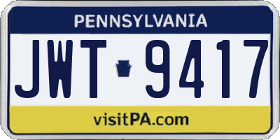 PA license plate JWT9417