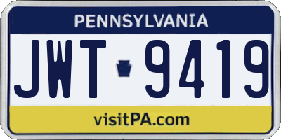 PA license plate JWT9419