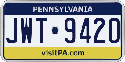 PA license plate JWT9420