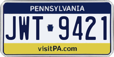 PA license plate JWT9421