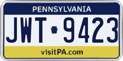 PA license plate JWT9423