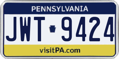 PA license plate JWT9424