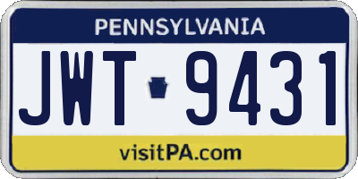 PA license plate JWT9431