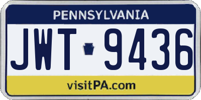 PA license plate JWT9436