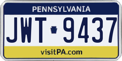 PA license plate JWT9437